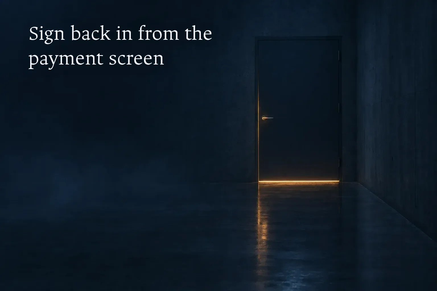 The payment screen shows the way back in