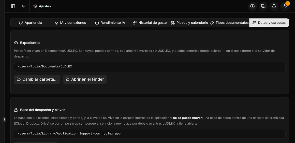 Dónde están los expedientes y la base del despacho