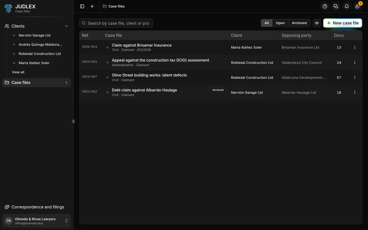 The case file list