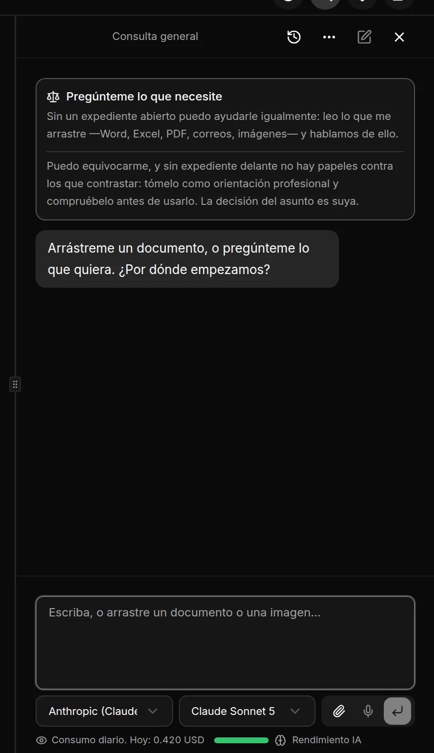 La consulta general, sin expediente abierto
