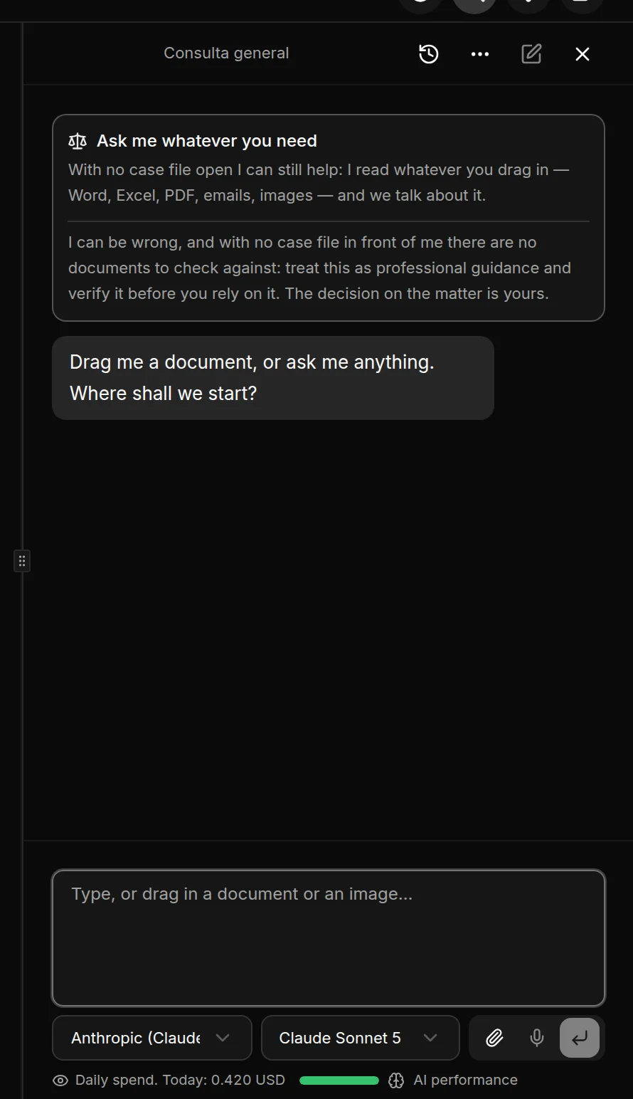 A general question, with no case file open