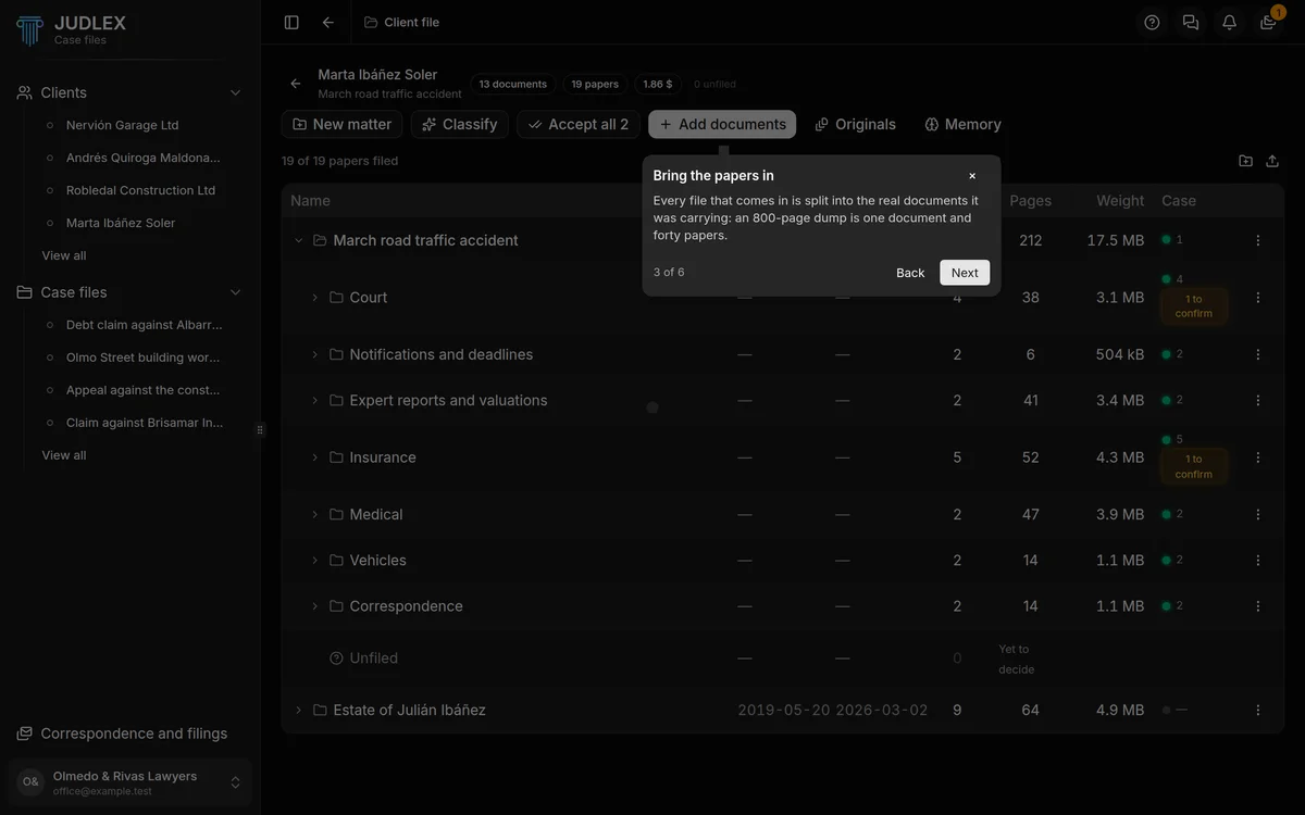 The guide points to the Add documents button