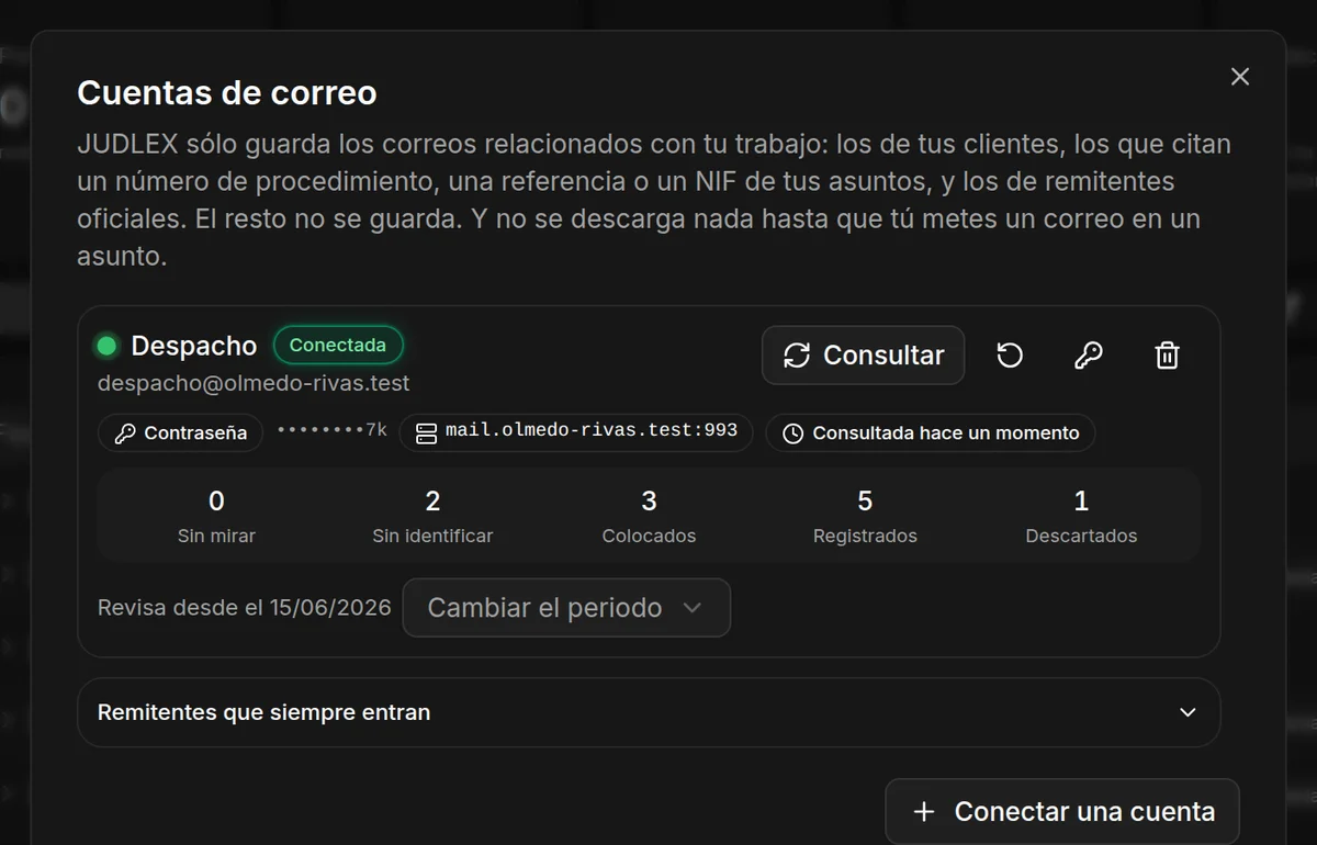 Una cuenta conectada