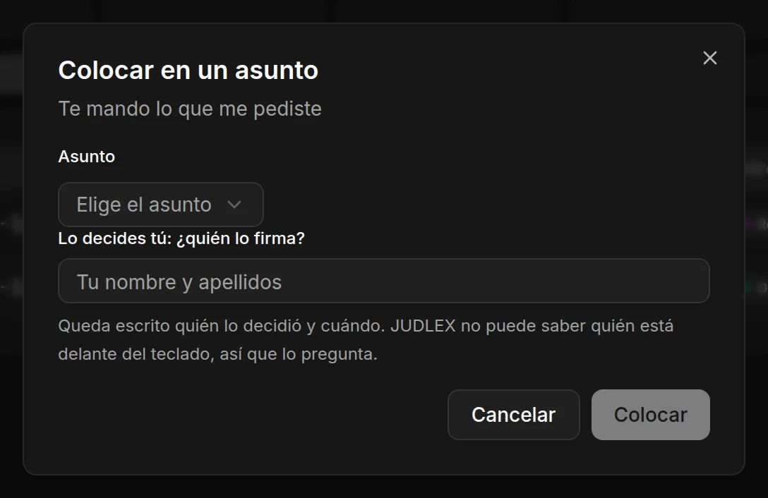 Colocar un correo en un asunto