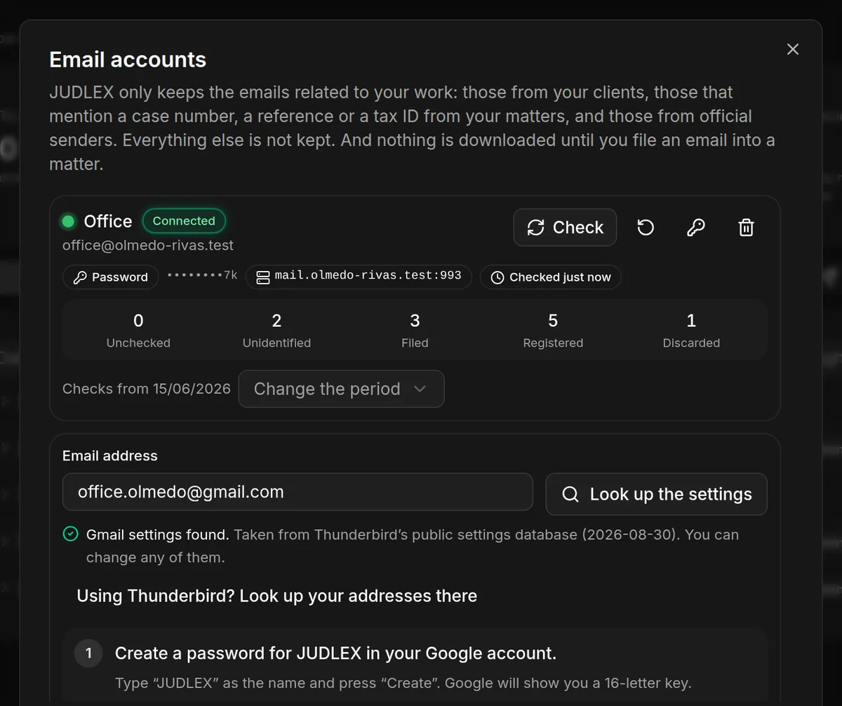 Looking up the settings for a new account