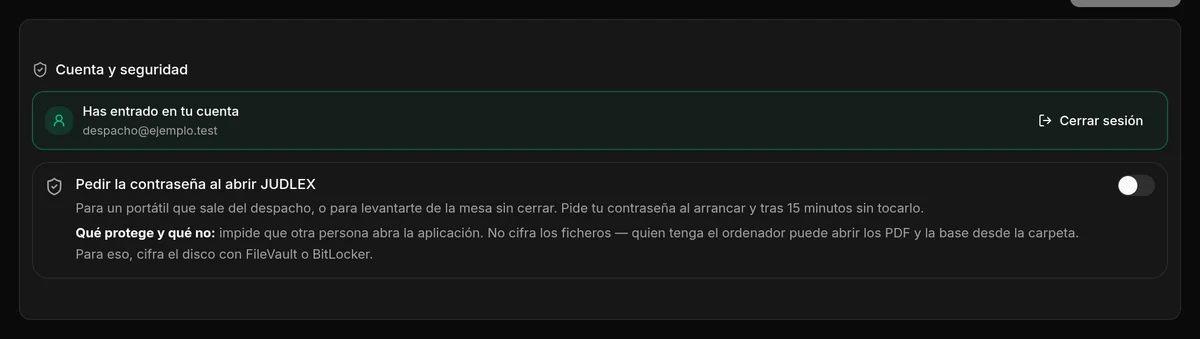 La tarjeta Cuenta y seguridad