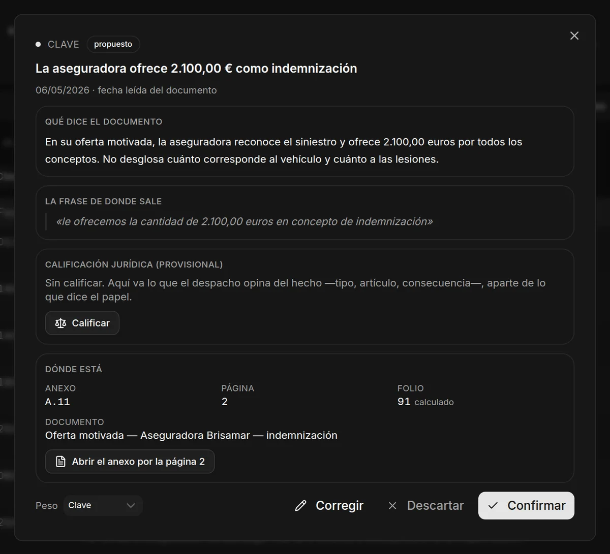 La ficha de un hecho