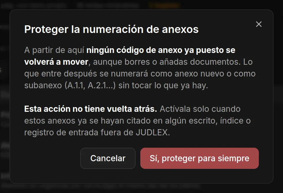 El aviso para proteger la numeración