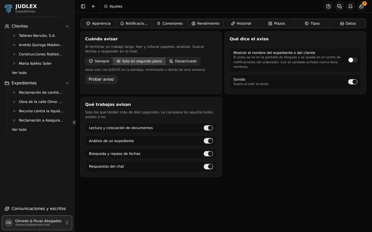 La pantalla de Notificaciones