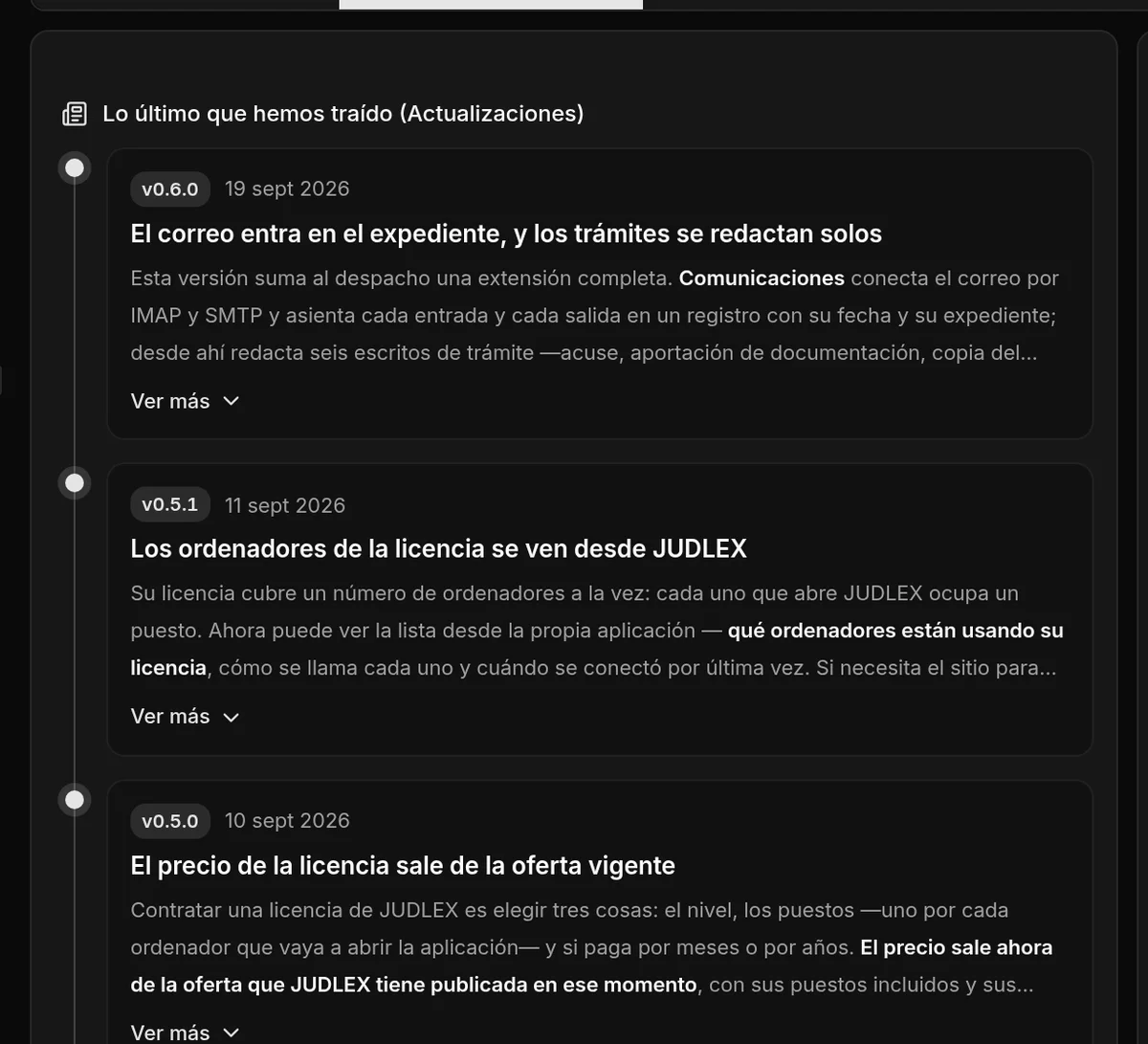Las novedades de cada versión
