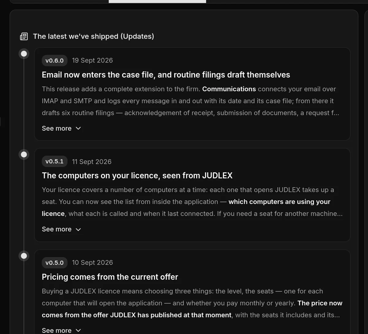 What's new in each version